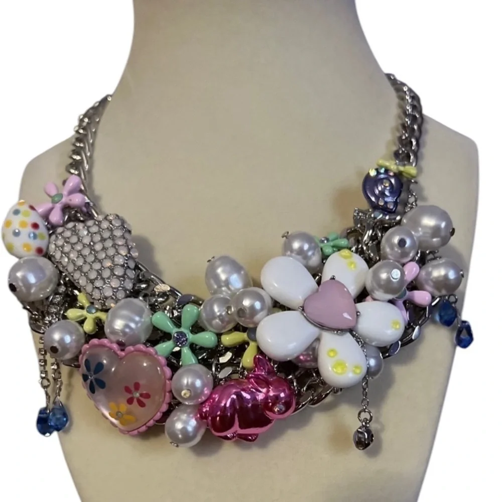 BETSEY JOHNSON Easter Hop To It Spring 2025 Revival Statement Necklace NEW NWT